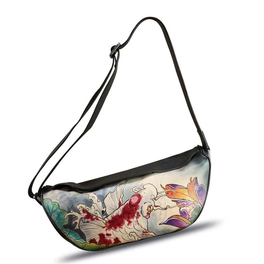 8588 Leather Crossbody Bag Hand Painted Sling Backpack Retro Handmade